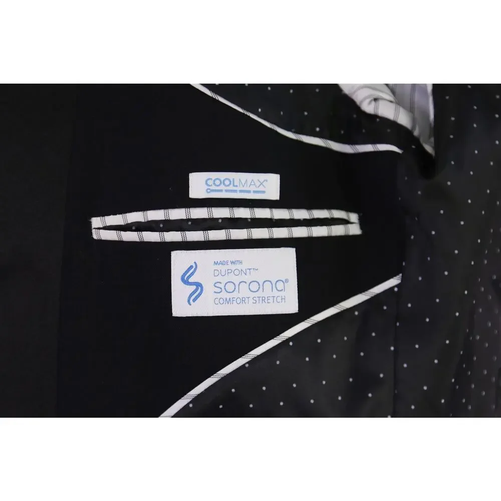 Michael Kors Mens Black 2-Btn Slim Fit Tuxedo Formal Wedding Blazer Jacket 44S